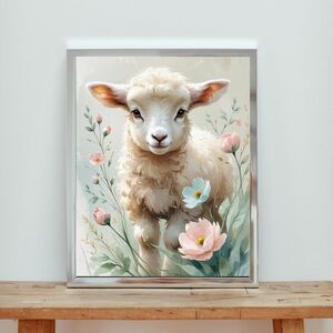 Cute Lamb of God Wall Art | Christian Watercolor Print
